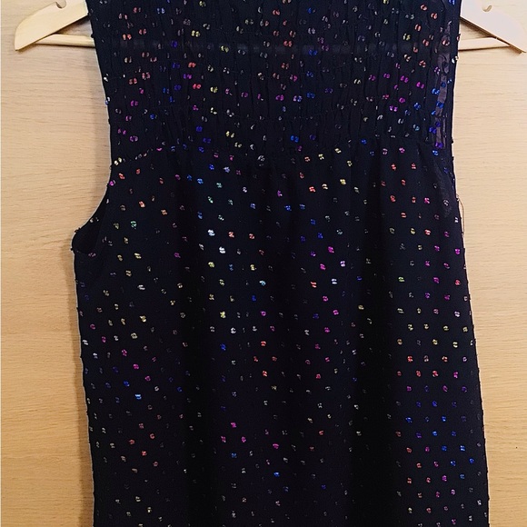 Rainbow Dressy Sheer Maison Cinqcent Top with Wide Legged Jeans - Picture 2 of 5